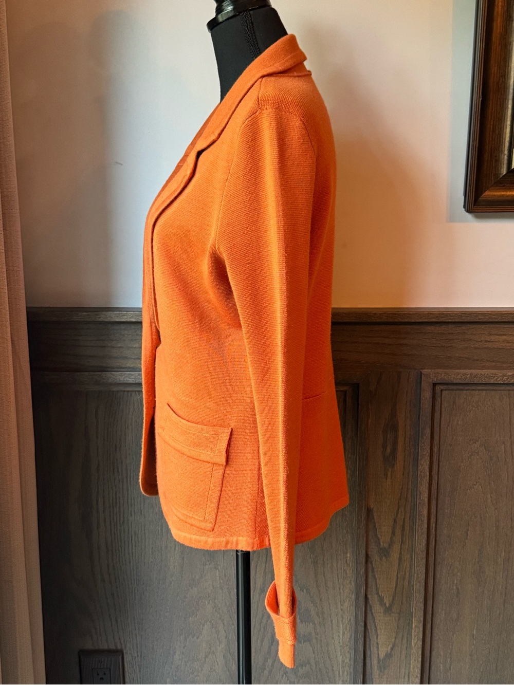 Halogen Orange wool blend Knit Blazer large - Picture 3 of 7
